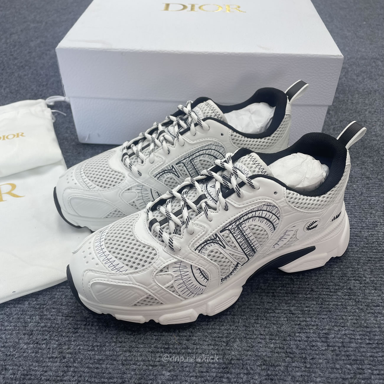 Dior Chrono Sneaker Mesh With White Black 19w White (7) - newkick.cc